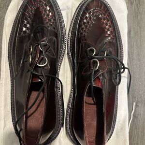 Burberry Black and Red Leather Oxfords